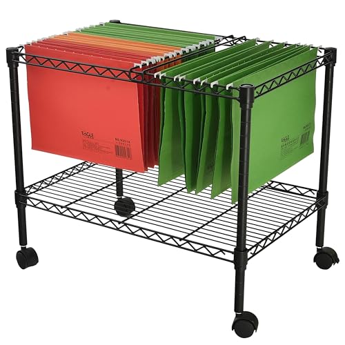 Finnhomy Premium 1-Tier Metal Rolling File Cart for Letter Size and Legal Size Folder, Black