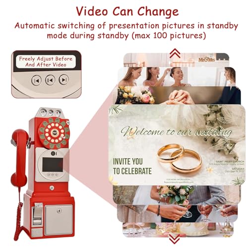 AUTUMFLATGAO Audio Guest Book Wedding Phone, Audio Video Guestbook Phone Wedding Guest Booth, Customized Message, Can Record for 6-7 Hours, Party Friend Blessing Voice Video Message,Black-64GB