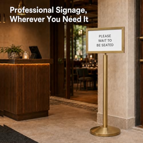 CCW 14 X 22 Inch Horizontal Pedestal Floor Sign Frame, Satin Brass