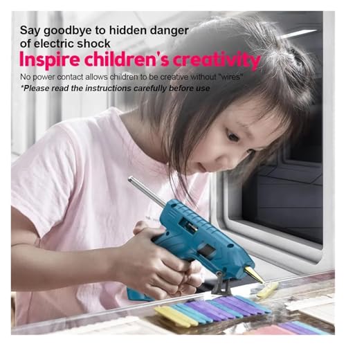 ZIJINGM Electric Hot Melt Glue Gun, Cordless Home Rechargeable Kids Craft Glue Sticks, Universal Electric Glue for DIY Craft Projects and Quick Home Repairs(Blue)