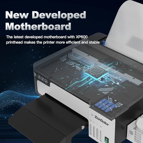 ZionQolor DTF Printer Upgraded A4 L8058 DTF Printer Transfer Printing Machine with White Ink Mixing and Filtering System for DIY Print on Different Fabric (Printer+Oven+Ink+Powder+Film)