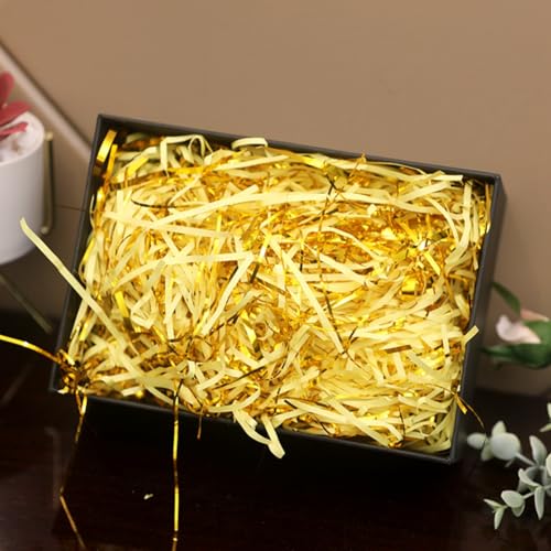 ETAZMDITE Shredded Paper for Gift Boxes, Glitter Shredded Tissue Paper Multicolor Gift Filling Material With Gold Threads 500g-1000g(Lightblue,1000 g)