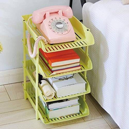 4 Tier - Plastic Desk Letter Organizer Trays, Stackable Desktop Document Paper Storage, Front Load File Holder