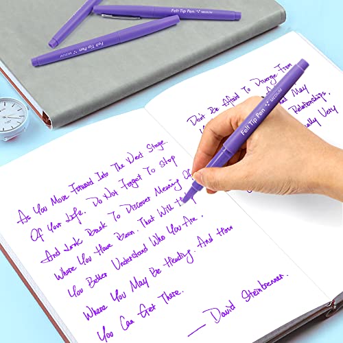 Lelix Felt Tip Pens, 60 Purple Pens, 0.7mm Medium Point, Felt Tip Markers Pens for Journaling, Writing, Note Taking, Planner, Perfect for Art Office and School Supplies