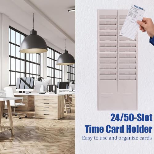 PFSLKXM Double Row 24/50 Slot Rack Card Holder, Time Card Holder Wall Mount