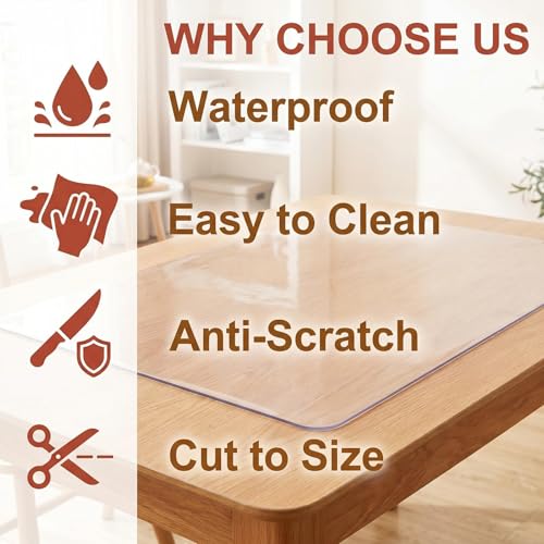 27x72 Inch Office Desk Blotter Mat Clear Plastic Table Protector Cover Pad PVC Transparent Topper Surface Proection Pad Anti Scratch Table Mat Glass Dinner End Easy Clean