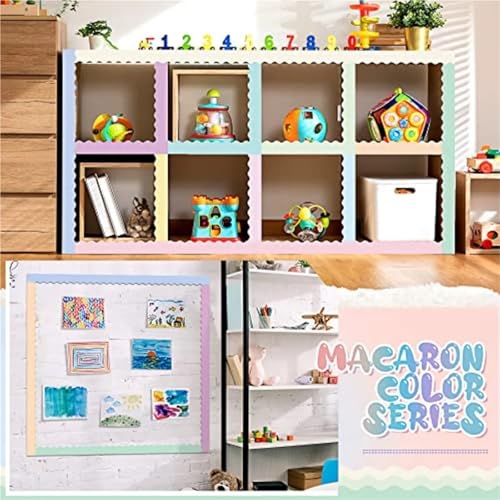 Bulletin Board Borders 12 Roll 630 Feet Ful Bulletin Board Borders Bulk for Classroom Decoration Scalloped Rolled Border Trim for Back to School Chalk(Pastel Color)