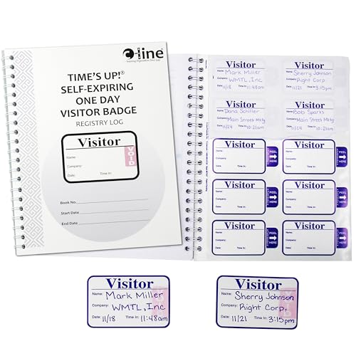 C-Line Time’s Up Self-Expiring Visitor Badges with Registry Log (97009)