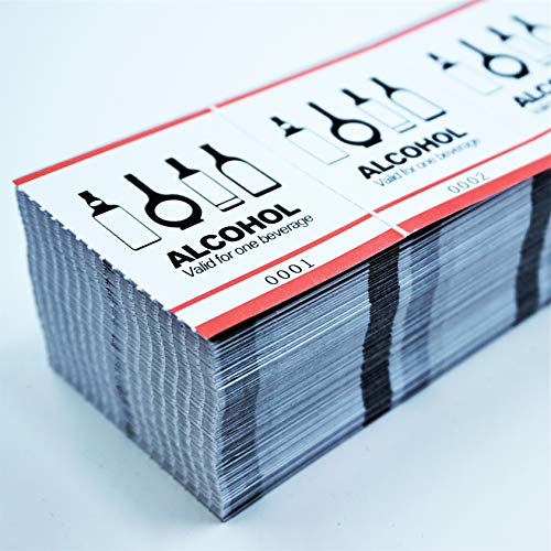 Drink Tickets - Fast & Affordable Alcohol Tickets by MyZone Printing (Red, 1500)