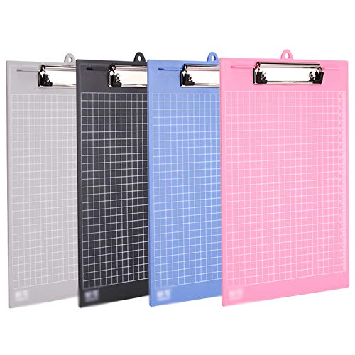 Clipboards Plastic Clipboards (Set of 5) Multi Pack Clipboard (Colored) Strong 12.5 X 8.6 Inch Holds 80 Sheets A5 Binder with Hanging Hole for Nurses, Students, Office (Color : Pink) (Black)