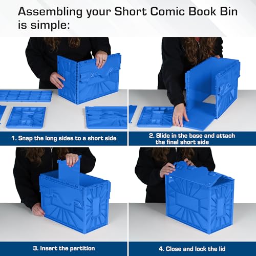 BCW Short Comic Book Bin, Holds 150 Comics Each, Blue, 2 Pack