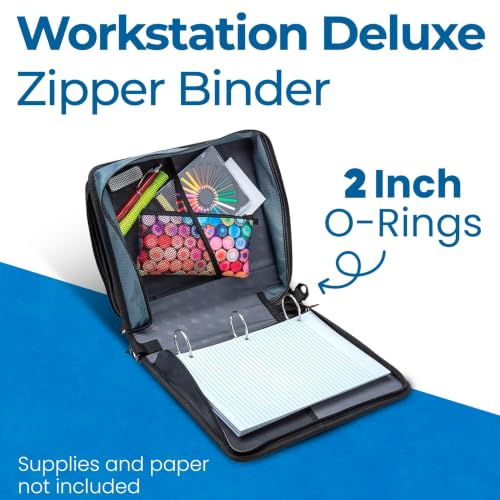 Case-it Workstation Zipper Binder | 2-Inch O-Rings | LT-117 Black