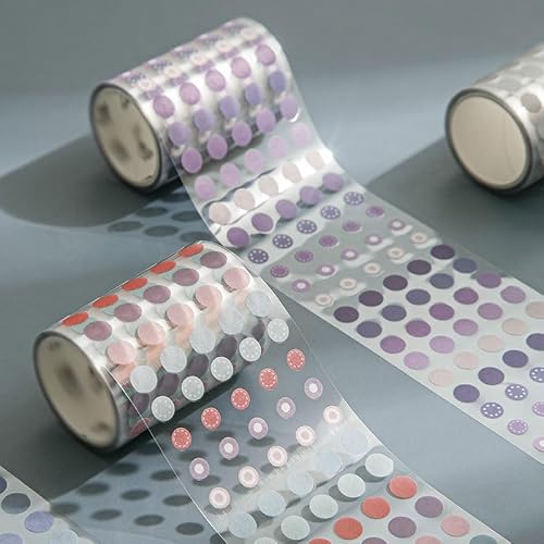 OISNGWNG 10Roll Color Dots Washi Tape PET Decorative Adhesive DIY Scrapbooking Sticker Label