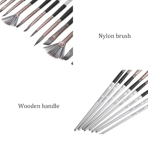 BXFIRS Nylon Hair White Acrylic Art Brush Set 24 Combination Paintbrush Sets