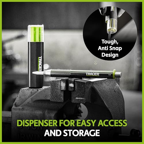 Tracer Tough Pencil Leads 6 Pack, 5.2mm 2H Hard Graphite, Anti-Snap