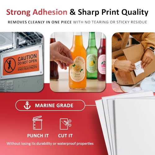TerraSlate Waterproof Sticker Paper | 5 Mil Permanent Adhesive Labels | Printable Sticker Paper for Laser Printer, Copy Machine & Digital Press (Tabloid Extra - 12" x 18", 250 Sheets)