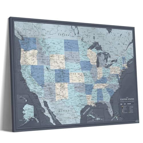 Detailed US Travel Map with Push Pins on Canvas - 24 x 16 by Pin Adventure map (24 x 16)