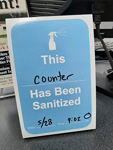 This Has Been Sanitized Table Tent with Dry Erase Surface - Fill in the Blank Reusable Table Tent Back to School - 2 Dry Erase Markers Included - 50 Pack