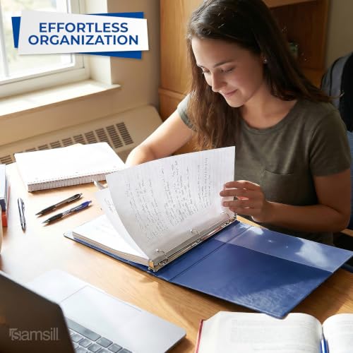 Samsill 1 Inch 3 Ring Binders, Economy Round Ring, Clear View Cover, 200 Sheet Capacity - for School, Home, Office - Blue, 12 Pack