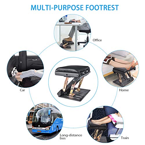 Under Desk Footrest, 4-Level Height Adjustable 12Modes Foldable Footrest