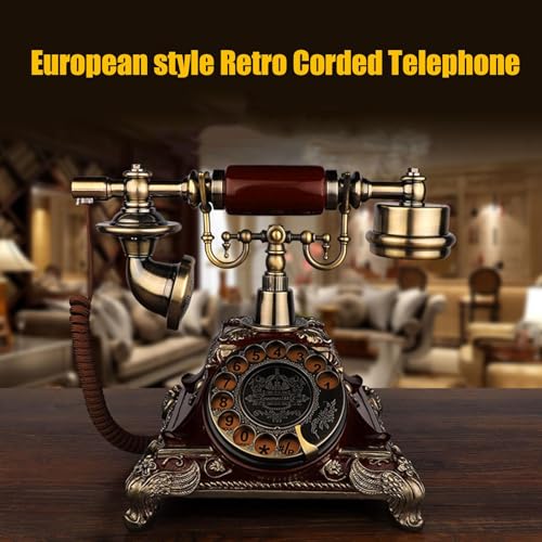 QUANGJN Retro Rotary Phones for Landline, Desk Phone, Vintage Corded Telephone with Redial & Hands-Free, for Home Office Hotel School,Brass