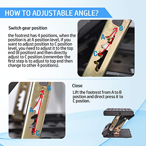 Scalebeard Adjustable Footrest with Removable Soft Foot Rest Pad Max-Load 120Lbs with Massaging Beads for Car,Under Desk, Home, Office (Brown)