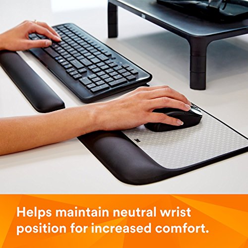 3M Precise Mouse Pad with Gel Wrist Rest, 8.4 in x 8.8 in, Black