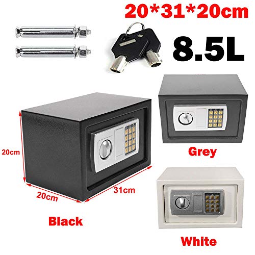 TBLOTYD Safe for Home Office Hotel Safe with 2 Emergency Keys Lockable Security Money Cash Document Safe Box/16L-Gray ，4.6L-Gray