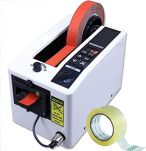 TsoLay Automatic Tape Dispenser, Portable Tape Cutting Machine with 5-999mm Cutting Length, 7-50mm Tape Width and Manual/Auto Modes, for Warehouse Packaging, Office, School, Library
