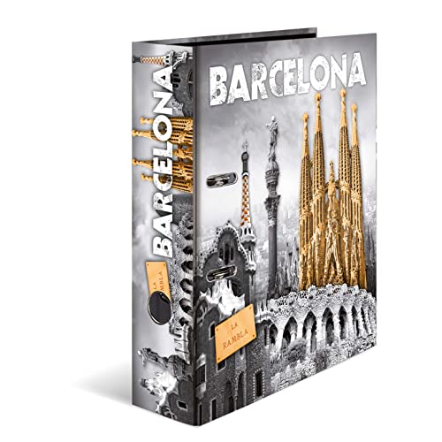 HERMA Lever Arch Files Trend Cities, Assorted, A4, 70 mm Spine, with Inner Print, Pack of 10