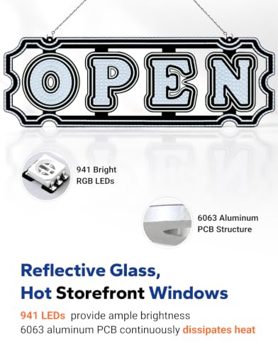 Color Changing LED Open Sign for Business With Remote And Timer, 31" X 11"