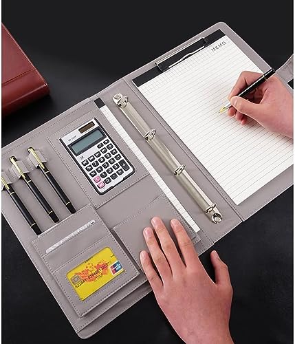 NIKAIDD Documents Bag,Portfolio Organizer Holder,Folder A4 Conference Folder with 4 Ring Binder A4 PU Leather for Business Students Job Interview Resume Training School