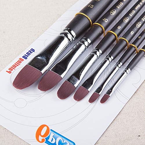 HBJWOV 6Pcs/Set Wooden Handle Watercolor Paint Pen Artist Paint Brush Nylon Hair Wooden Handle Multi Purpose