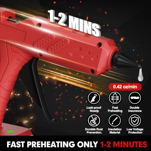 Cordless Hot Glue Gun Kit with Battery and Charger, 3.5Ah Rechargeable M18 Battery, 30pcs 0.43'' Glue Sticks, Fast Preheating, Wireless Full Size Glue Gun for Crafts & DIY