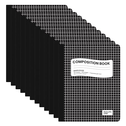 VEEBOOST Composition Notebooks, Quad Ruled, Graph Paper Composition Notebook, Graph Composition Notebook, 100 sheets, 9.75″ x 7.50″ (12 Pack)