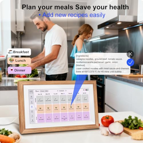 Digital Schedule Planner Syncs with Phone Calendar & Digital Photo Frame,Smart Calendar Display for Home Office, Touch Screen Electronic Organizer, Wall Mountable (White, 15.6inch)