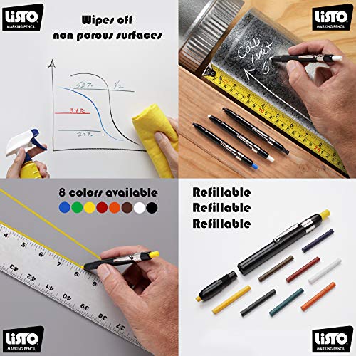 Listo 1620 BLACK COLOR - China Markers/Grease Pencils/China Marking Pen/Wax Pencils - Made in USA (48)