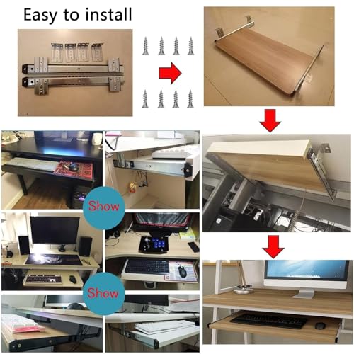 GYYDXXFC Slide Out Computer Keyboard Drawer, Platform Drawer for Typing, Side Mount Drawer Slides, Suitable for Home Learning and Office Use(Maple,60x27cm)
