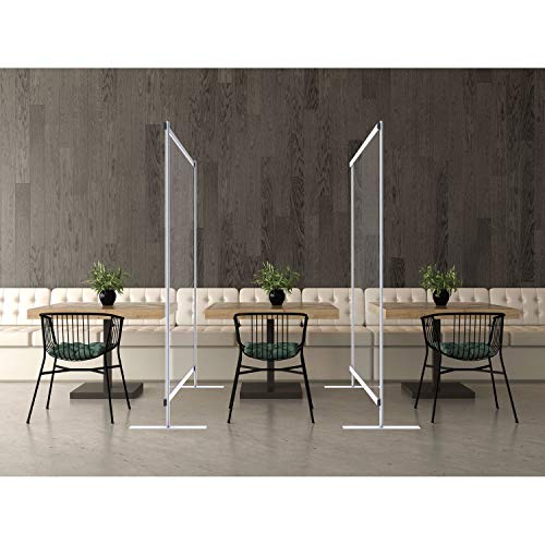 Global Industrial 6'W x 6'H Floor Supported Portable Personal Safety Partition, Clear