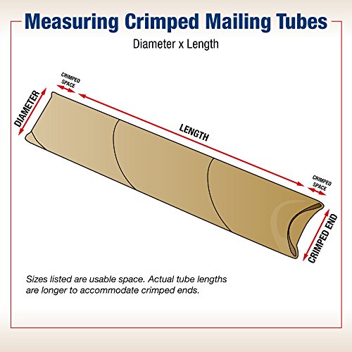 BOX USA BS2036K Crimped End Mailing Tubes, 2" x 36", Kraft (Pack of 50)