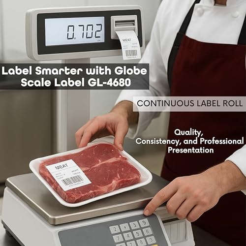 Aquos Globe Ishida Scale Label GL-4680 Continuous Label Roll | Replacement Printing Labels | Blank Labels Roll | 24 Rolls