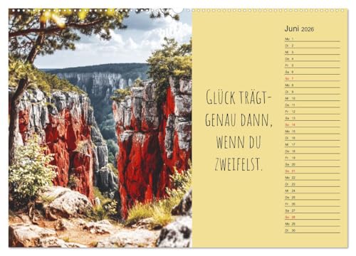 A Portion of Happiness – Motivational Calendar for the Whole Year (High-Quality Premium Wall Calendar 2026 DIN A2 Landscape), Art Print in High Gloss: Calendar with ... to Be Happy (CALVENDO
