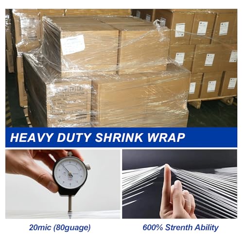BOMEI PACK 12 Packs Stretch Film Shrink Wrap Roll - 80 Gauge 5" x 1000Ft - Industrial Strength Plastic Wrap with Handle Durable Self-Adhering Mini Clear Wrap for Moving, Packing, Furniture & Pallet