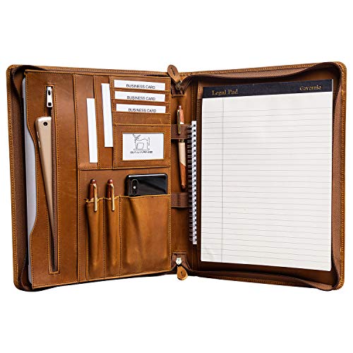 Gavarnie Genuine Leather Padfolio Portfolio Organizer for Men & Women