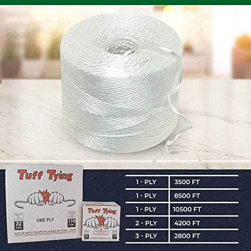SGT KNOTS Tuff Tying Twine - Polypropylene, UV, Moisture and Chemical Protection Twine for Commercial Bundling, Packaging (1 ply - 10500ft, White)
