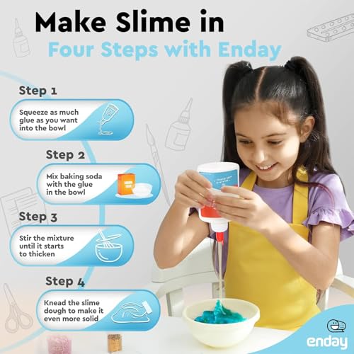Enday White School Glue 4 oz (48 Pack) – Glue for Crafts, Washable Liquid White Glue, White Glue Craft Adhesive, Glue White Bottles, Non-Toxic Bulk Glue for Kids, Slime & Arts