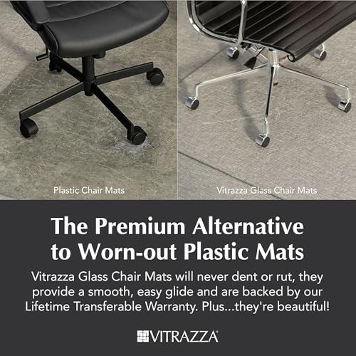 Vitrazza Glass Office Chair Mat 36x36, Luminoso, for Carpet & Hard Floors
