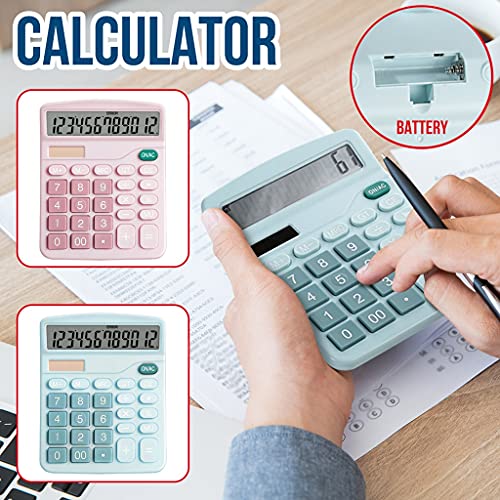 Calculator 12 Digits Electronic LCD Large Screen Desktop Calculators Home Office School Financial Accounting Tools(D)