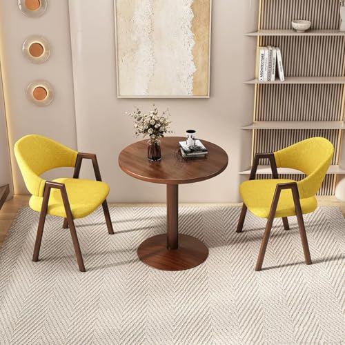 HXNXSY 23.6" Walnut Round Dining Table for 2, Office Table and Chair Set