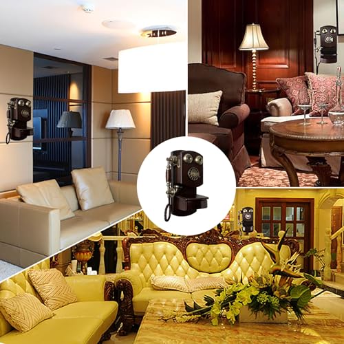 DAEOIBHJR Retro Wall Phones for Landline, Vintage Rotary Corded Phone, Wall Mount Old Antique Telephone for Home and Office Decor, Red